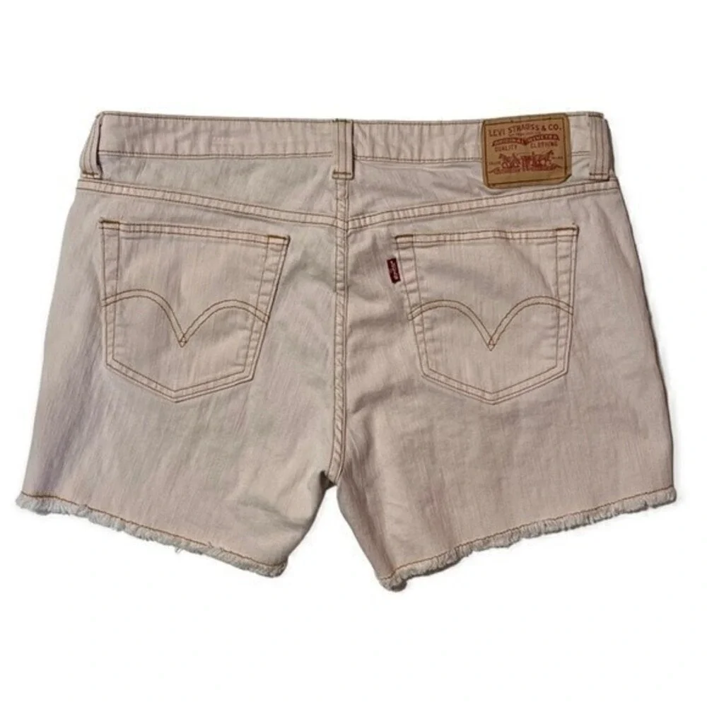Levis Superlow 518 Womens Size 17 Pink Denim Shorts Low Rise Frayed Hem 36 Waist